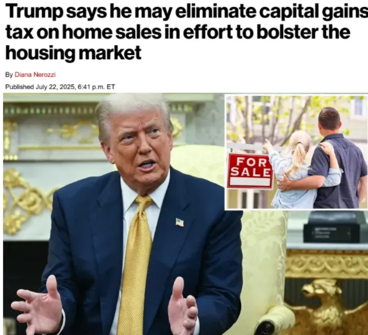 卖房免税!总统拟取消“卖房税”,这类人获益最大!能让美国房市回暖吗?