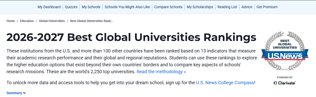 U.S. News2027ȫ���ѧ�����������廪��ѧȫ���6��