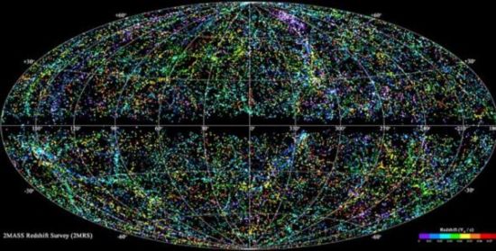 鸿篇巨制:2微米红移巡天获取的这一地图被认为是迄今对我们本地宇宙