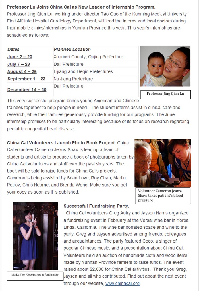 ChinaCal Newsletter April 2012